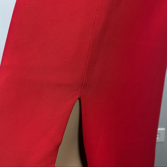 AIDAN MATTOX RED MESH INSET MAXI GOWN - Picture 8 of 13